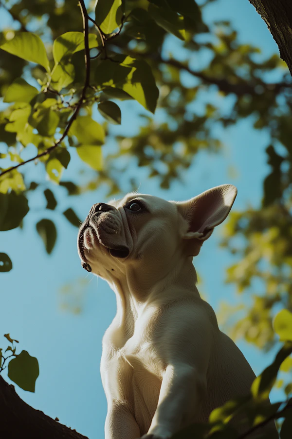 Alert French Bulldog in Nature