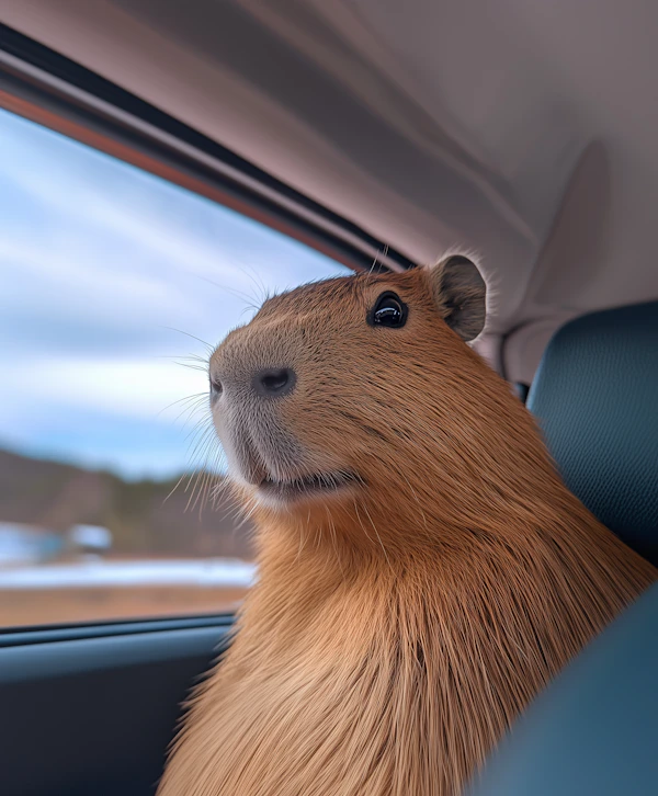 Capybara in a Car