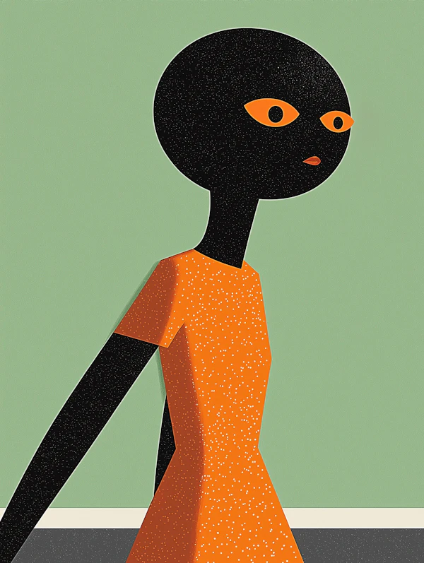 Stylized Human Figure in Profile