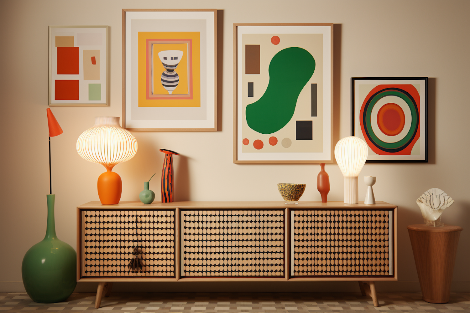 Mid-Century Modern Sideboard with Artistic Accents