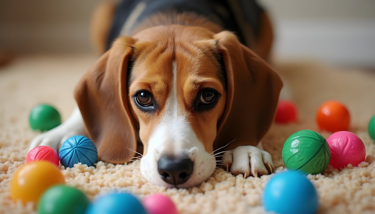 Beagle Puppy on Carpet