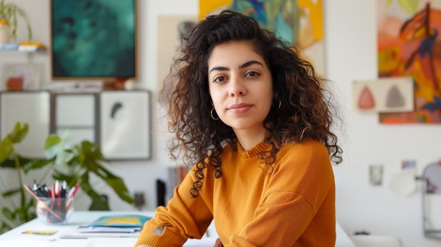 Young Woman in Artistic Room