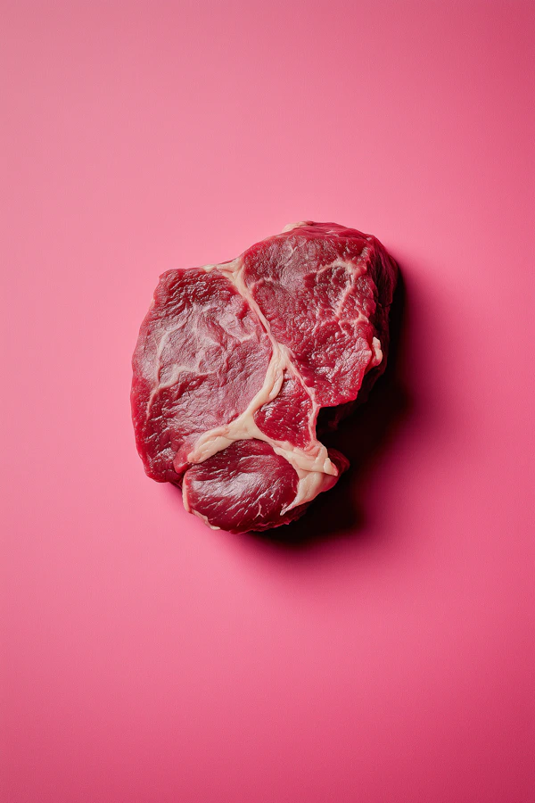 Raw Meat on Pink Background