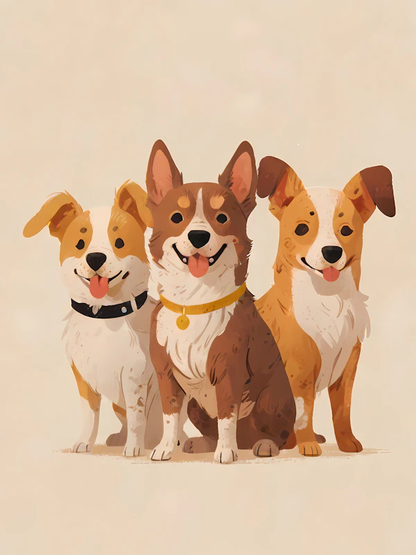 Cheerful Cartoon Dogs