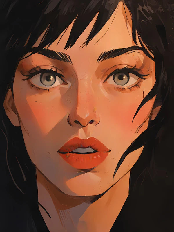 Expressive Woman's Face Illustration
