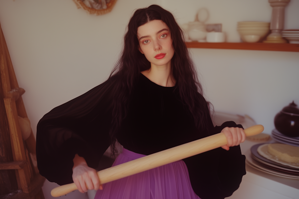 Woman in Kitchen with Rolling Pin