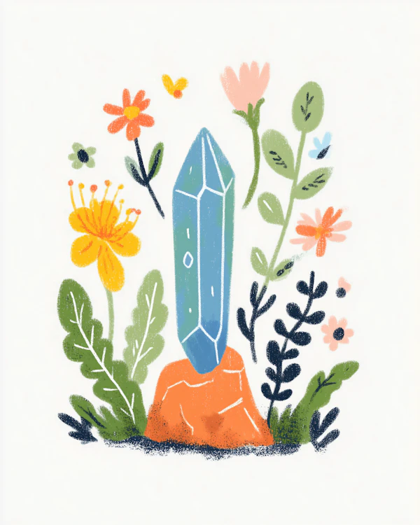 Crystal and Floral Scene