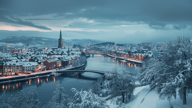 Twilight Winter Cityscape