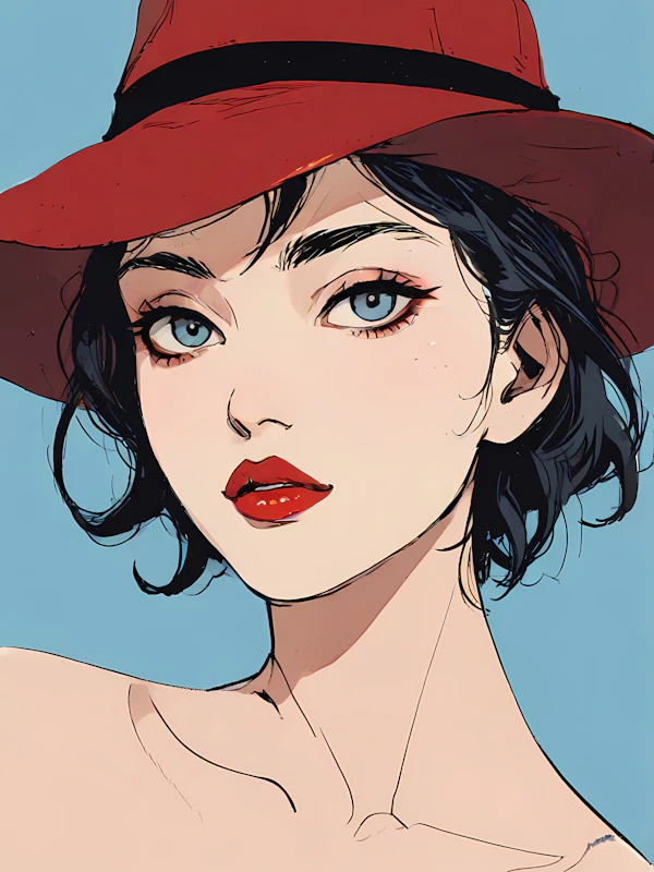 Elegant Woman in Red Hat