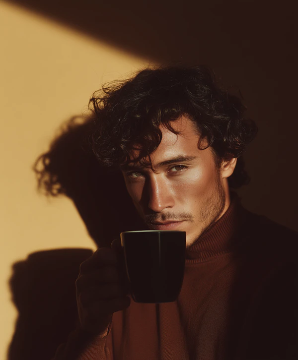 Man with Mug in Shadows