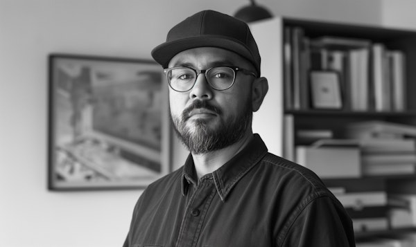 Contemplative Man with Hat and Glasses