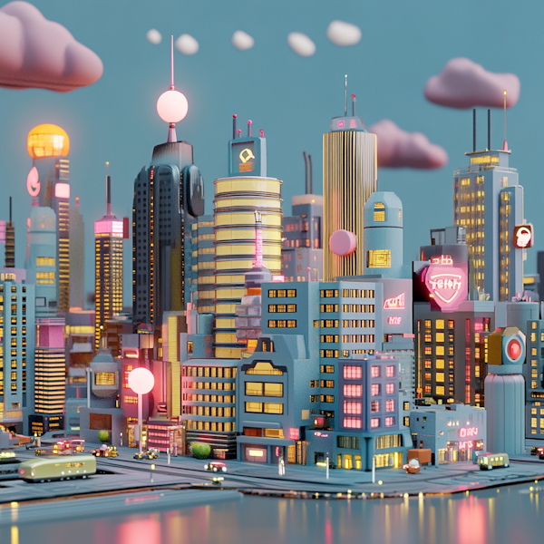 Whimsical Pastel Model Cityscape