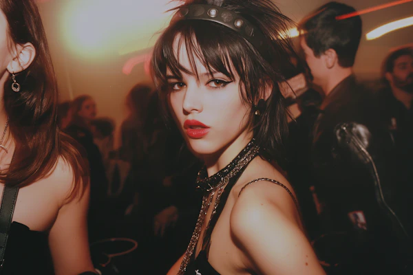 Edgy Woman in Nightlife Setting