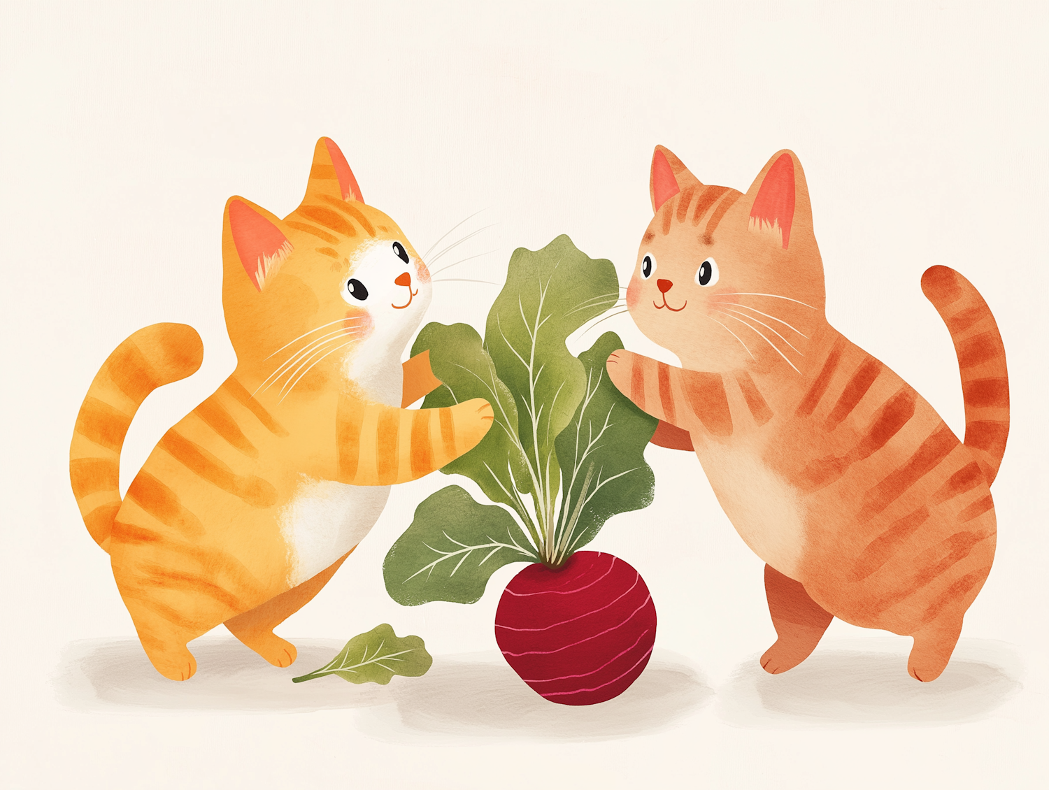 Playful Orange Tabby Cats with Beet