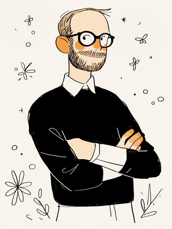 Stylized Illustration of a Man with Beard and Glasses