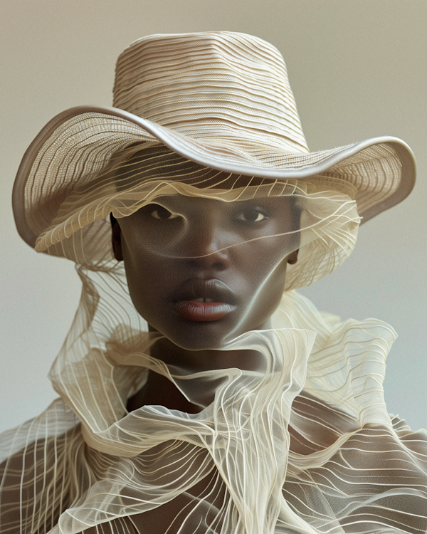 Serene Portrait of Woman with Elaborate Hat