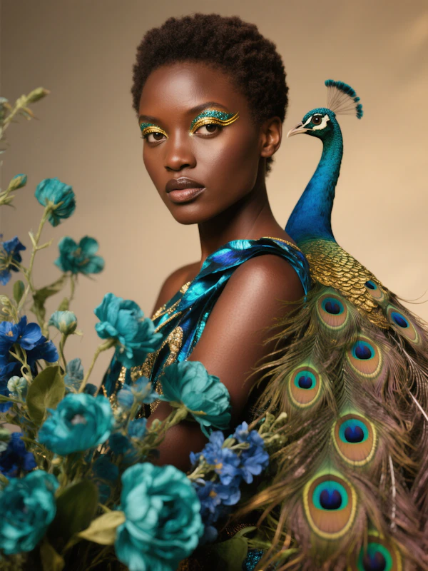 Elegant Portrait with Peacock