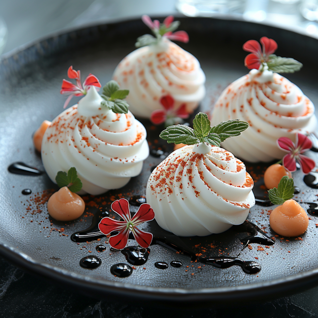 Artistic Meringue Desserts Presentation