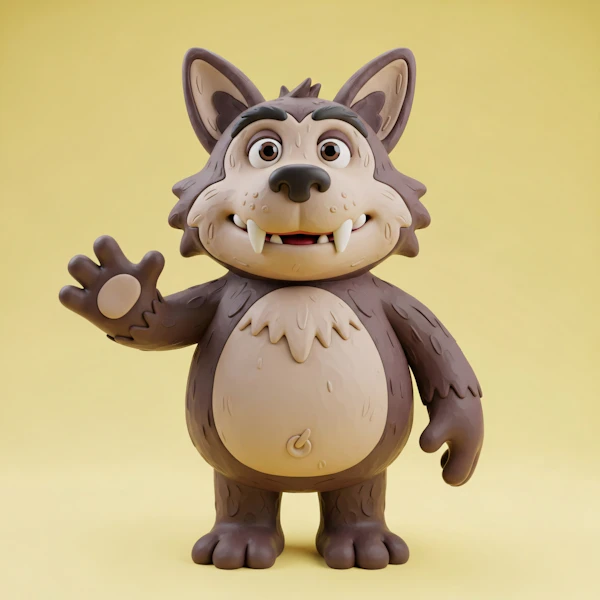 Friendly Cartoon Wolf