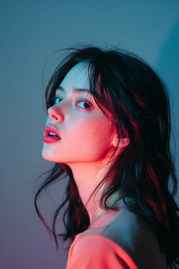 Portrait of a Young Woman with Dramatic Lighting