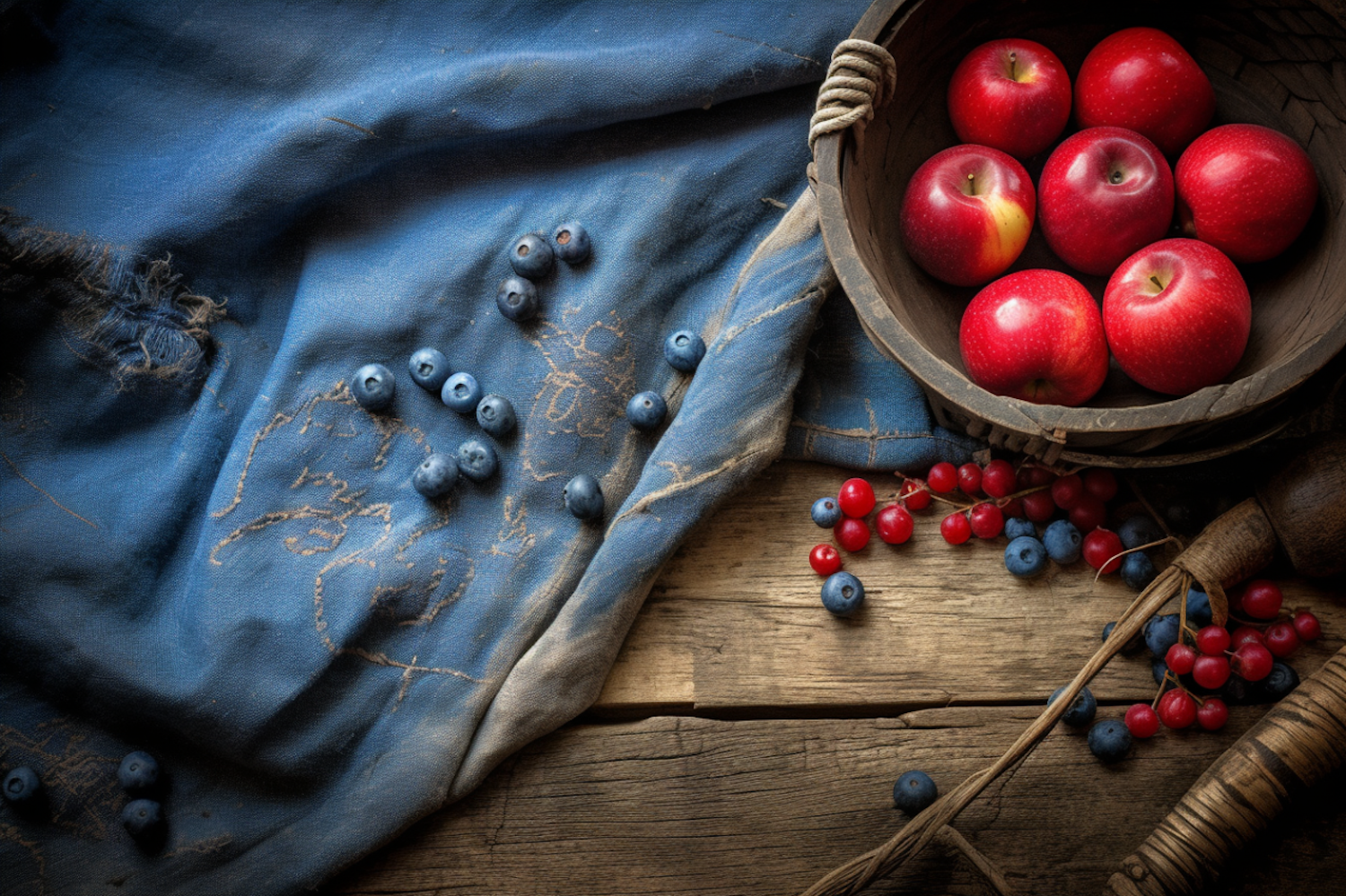 Rustic Harvest - Apples and Blueberries Still Life