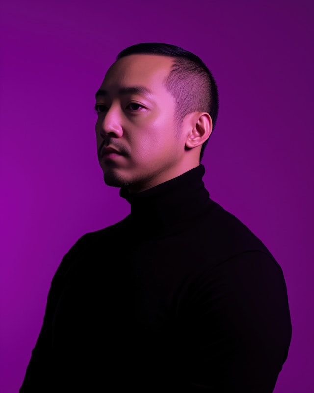 Profile Portrait Against Purple Background