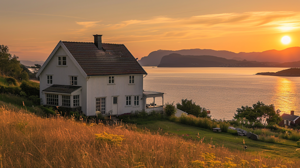 Idyllic House on Hill Overlooking Water