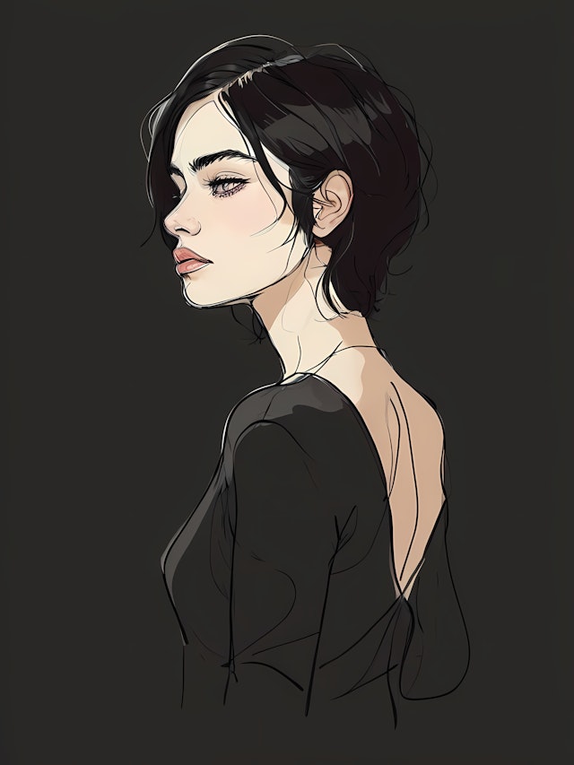 Stylized Woman in Profile