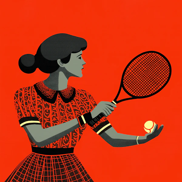 Vintage Style Tennis Illustration