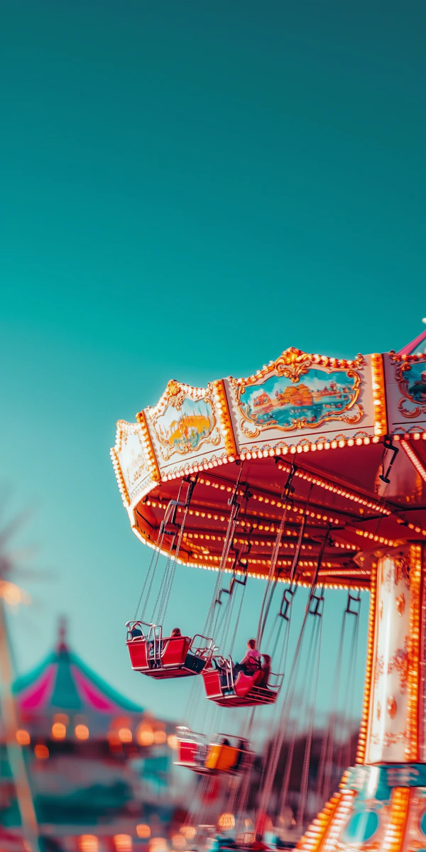 Vibrant Amusement Park Scene