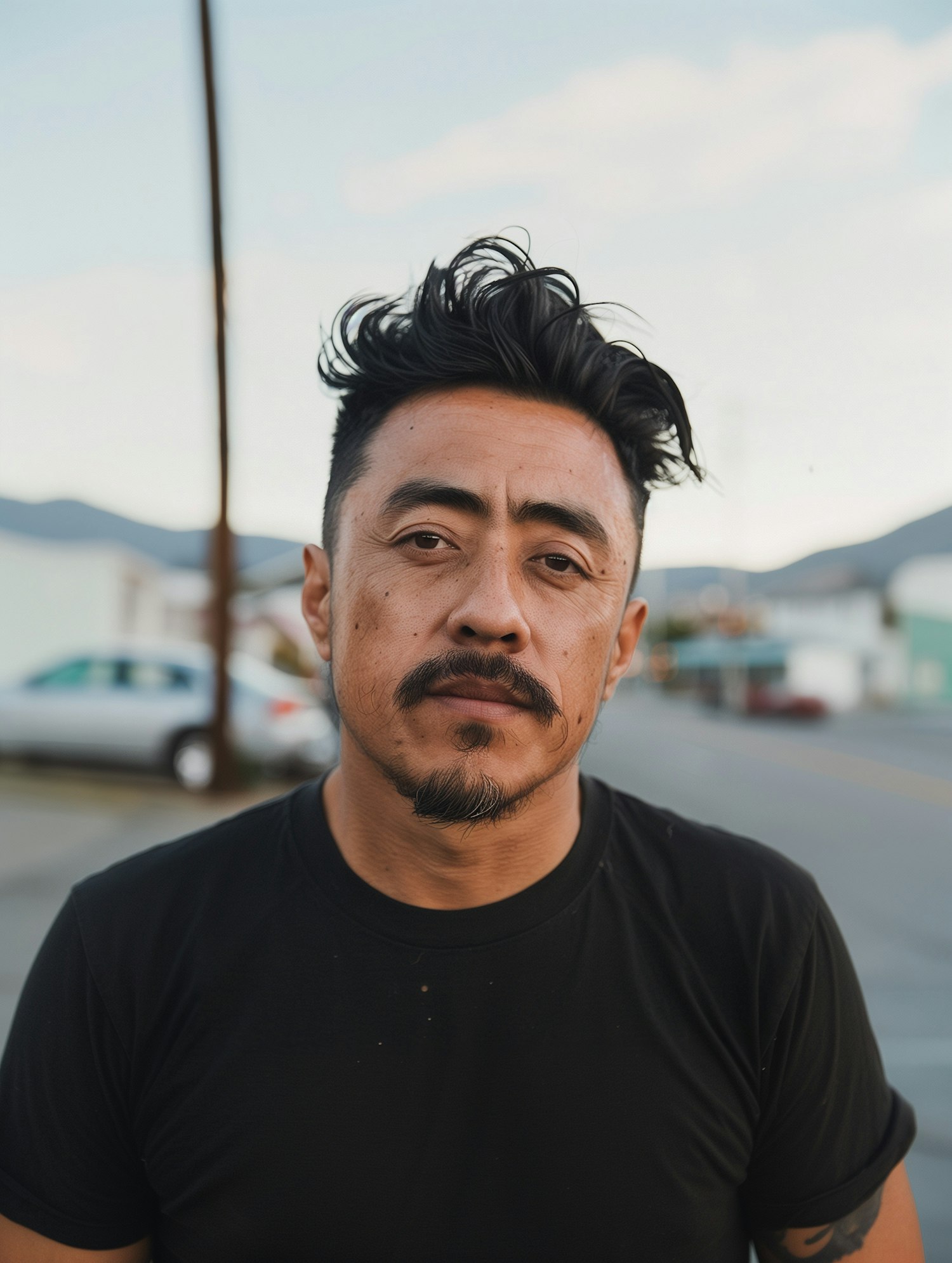 Pensive Middle-Aged Man with Voluminous Hair