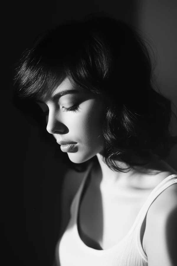Serene Woman in Monochrome