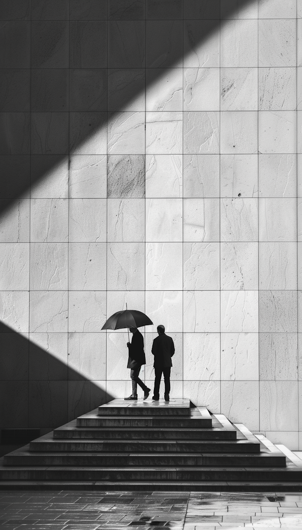 Umbrella Companionship in Urban Shade