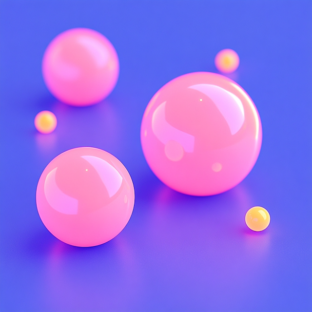 Glossy Pink Spheres on Blue