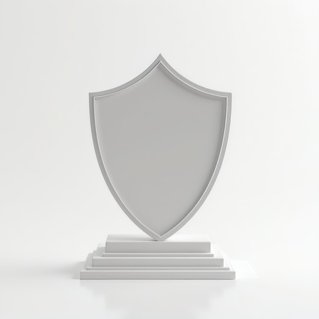 Minimalist Shield on Pedestal