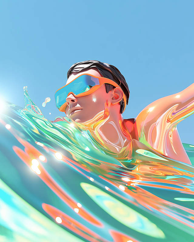 Surreal Swimmer Art