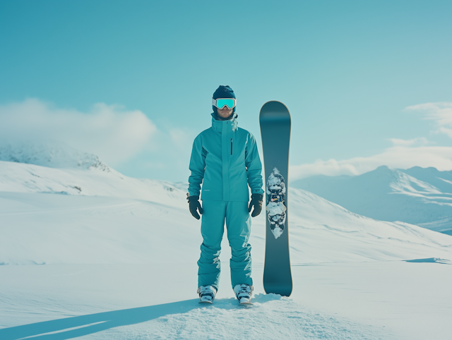 Snowboarder in Serene Snowy Landscape