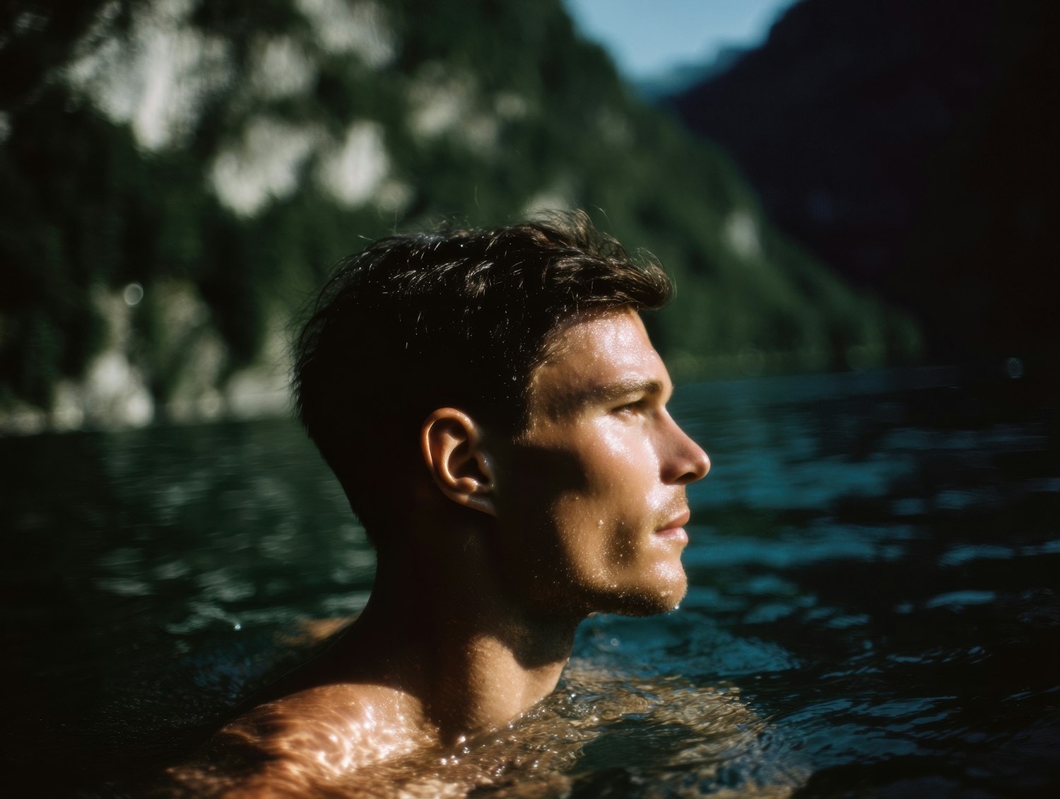 Man in Serene Waters