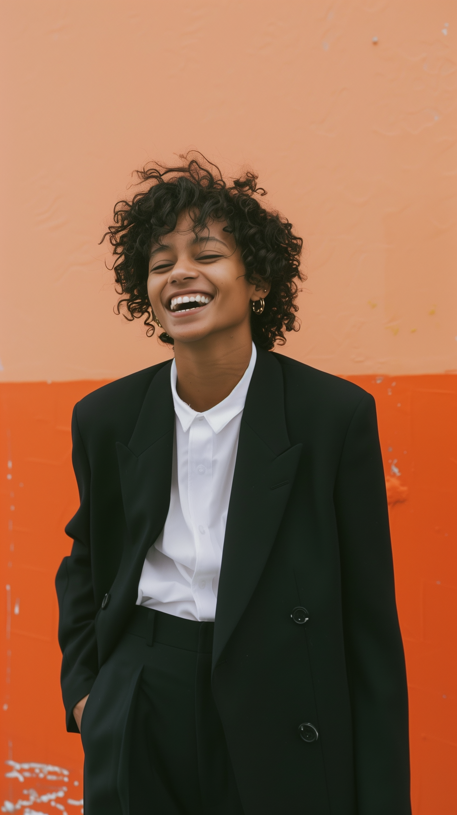 Joyful Young Woman in Professional Attire