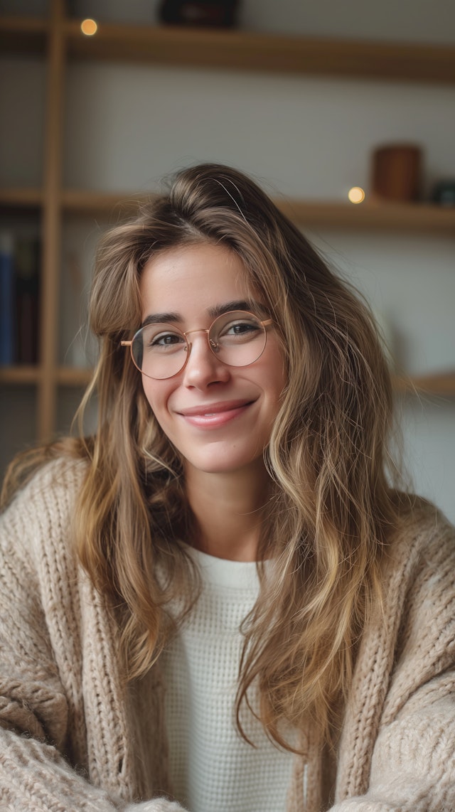 Cozy Woman with Glasses