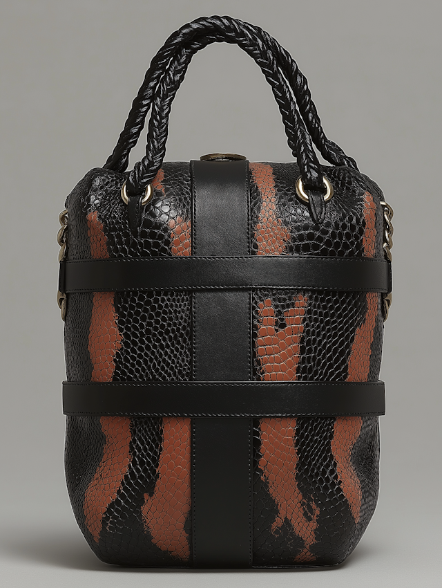 Stylish Handbag with Snake Skin Texture