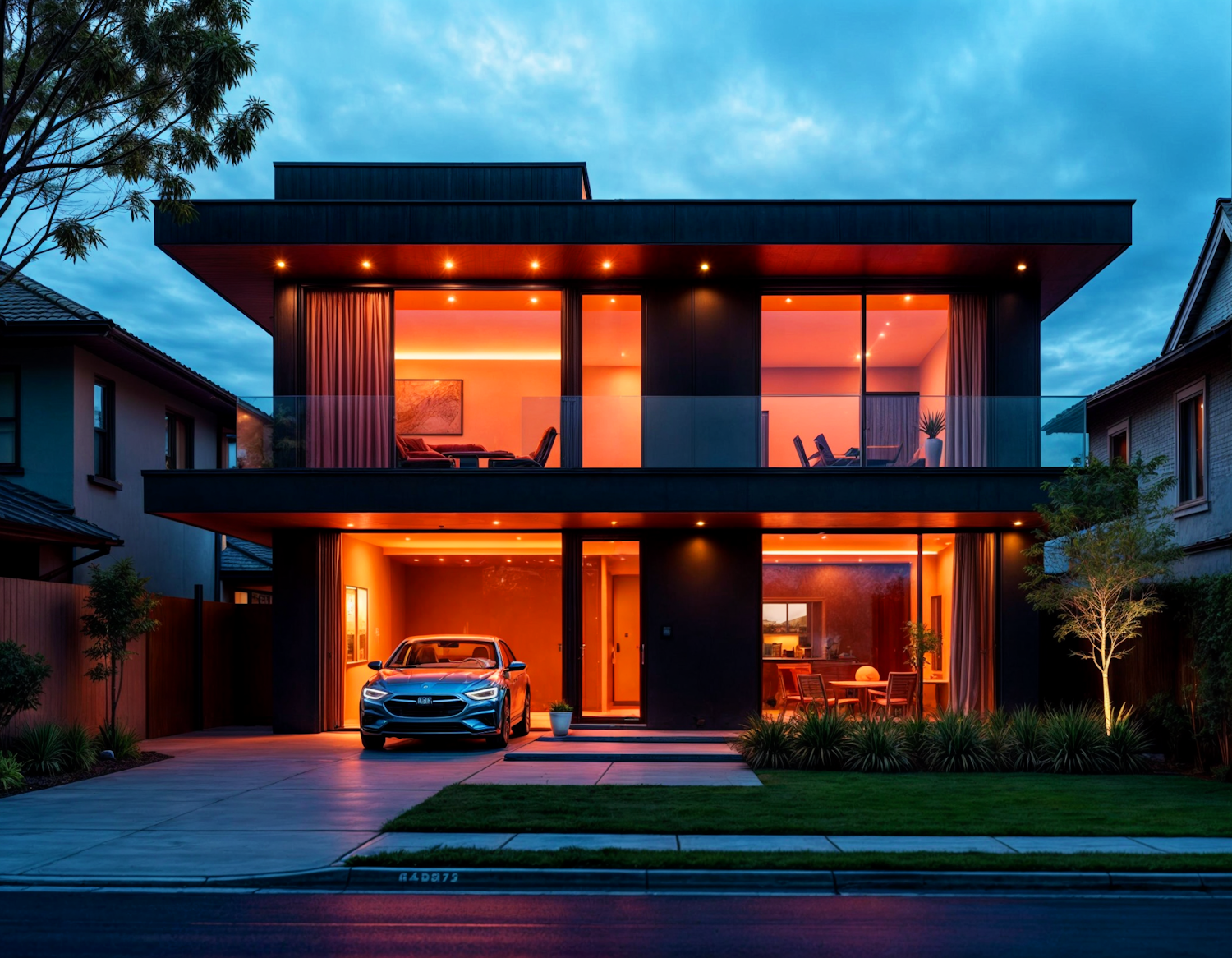 Modern Minimalist House at Dusk