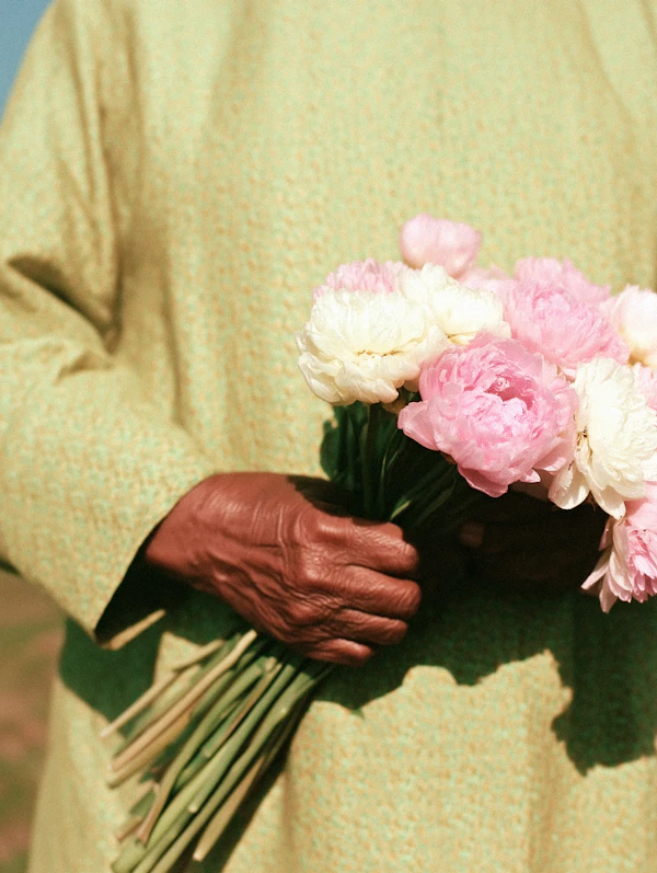 Person Holding Peonies