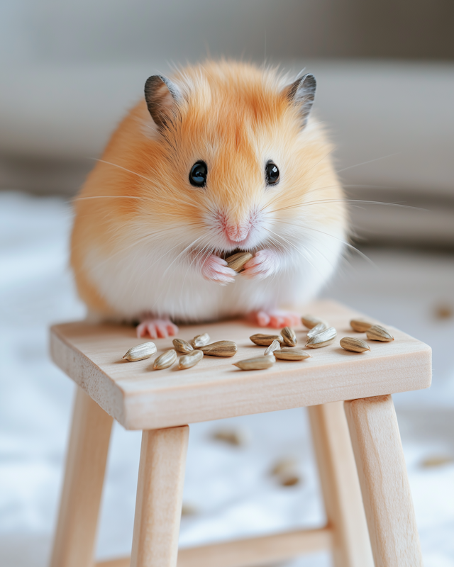 Fluffy Hamster on Stool