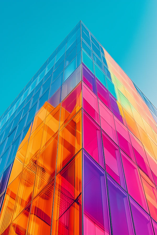 Modern Building with Colorful Glass Facade