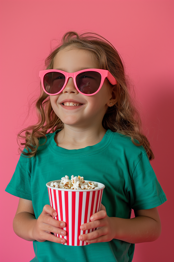 Joyful Girl with Popcorn