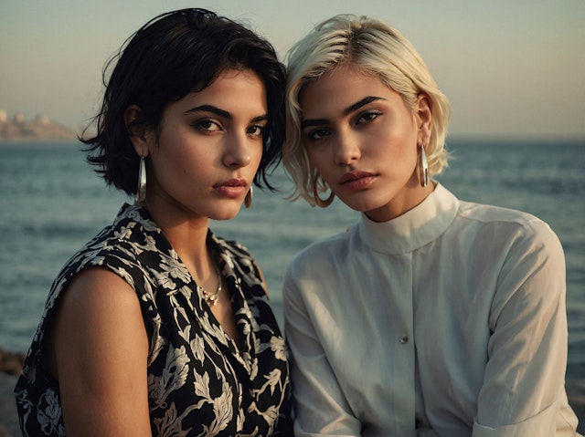 Two Women by the Seascape