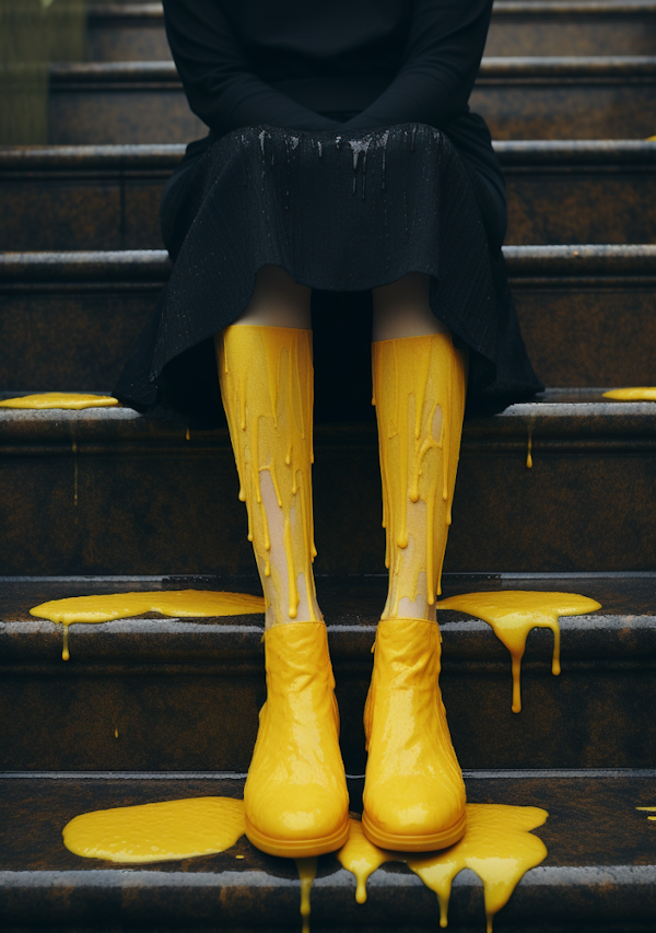 Melting Yellow Boots on Moody Steps