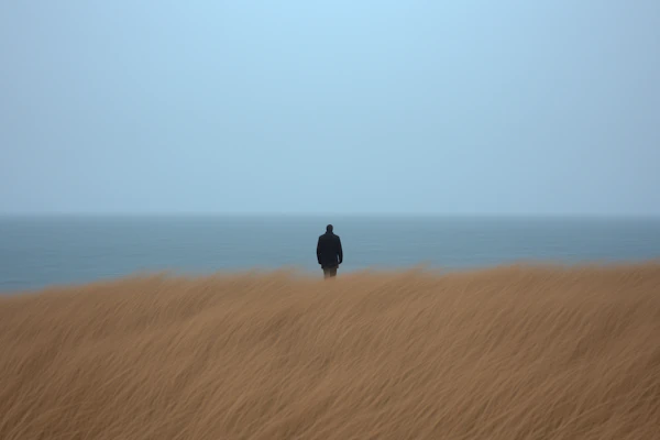 Solitary Figure by the Ocean