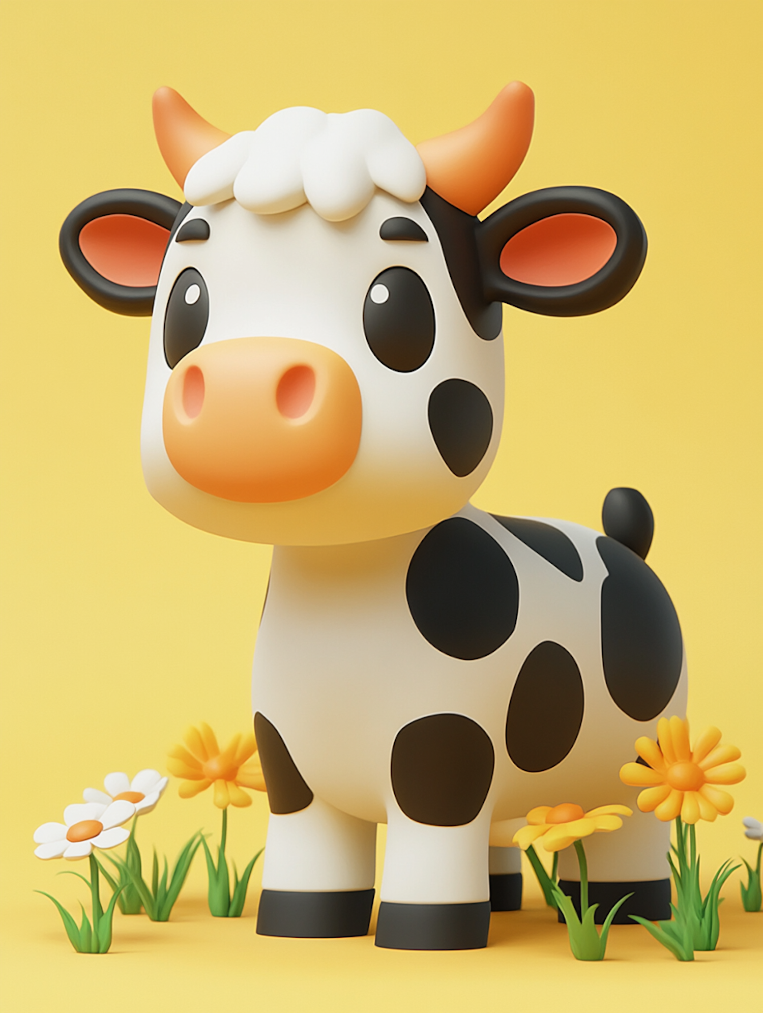 Stylized Cow with Flowers